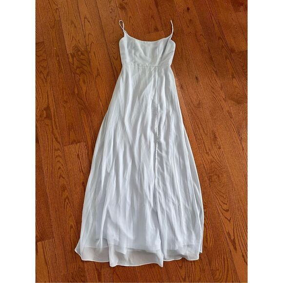 Ice blue birds grey bridesmaid dress - Picture 2 of 5